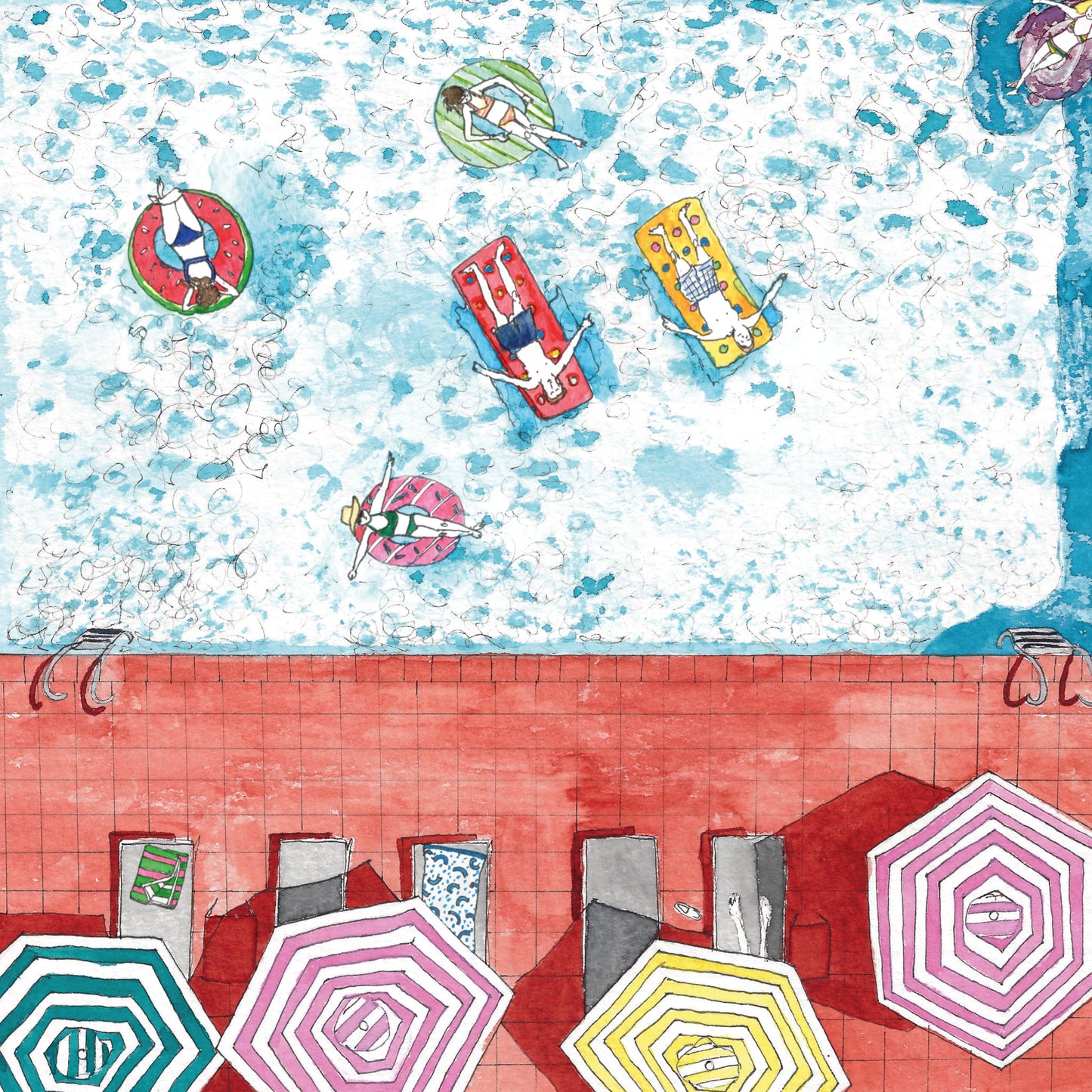 Summer Holiday in the Pool Print