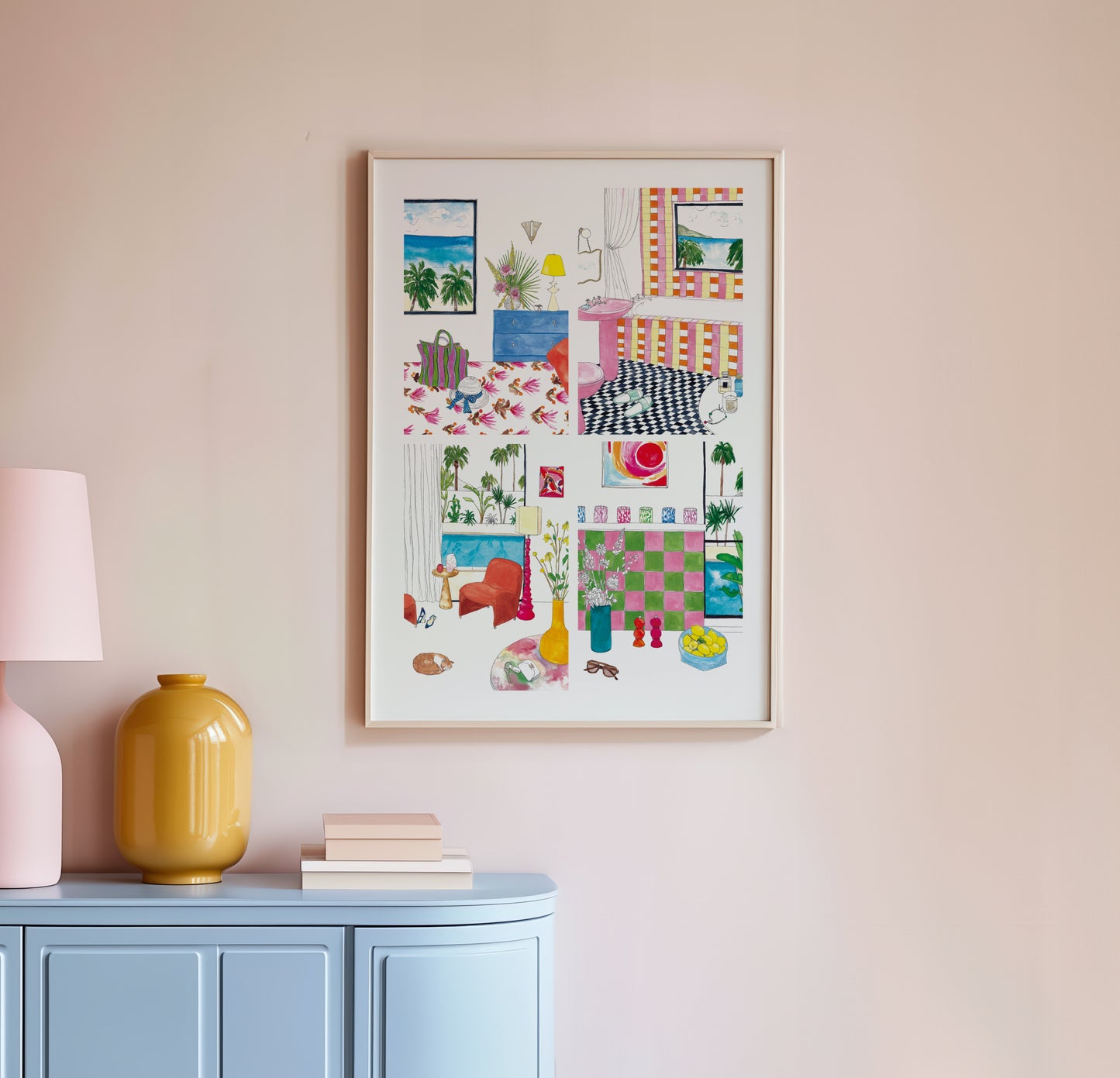 The Beach House Series, Bedroom with Sea View Art Print