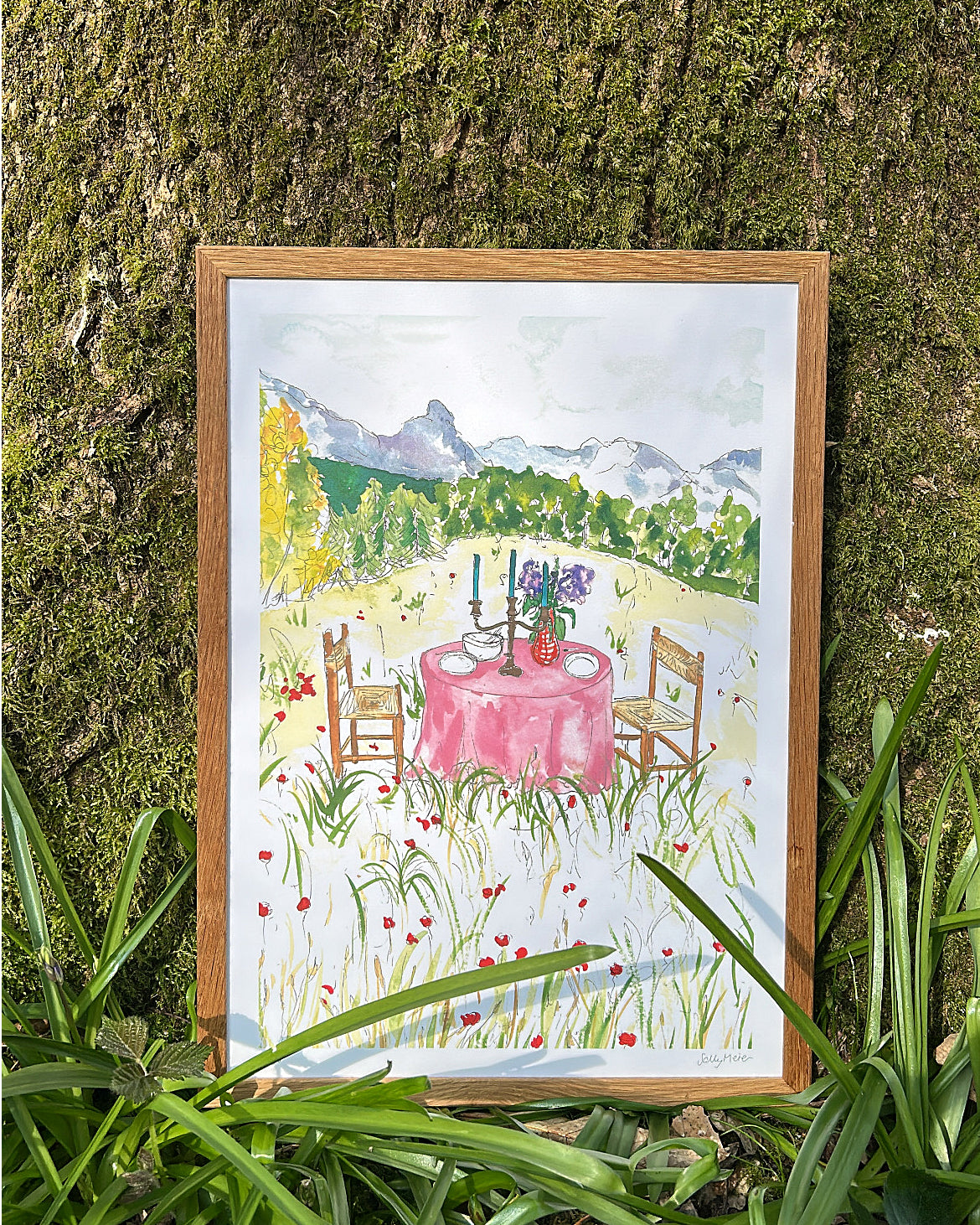 Whimsical Mountain View Outdoor Dining Print