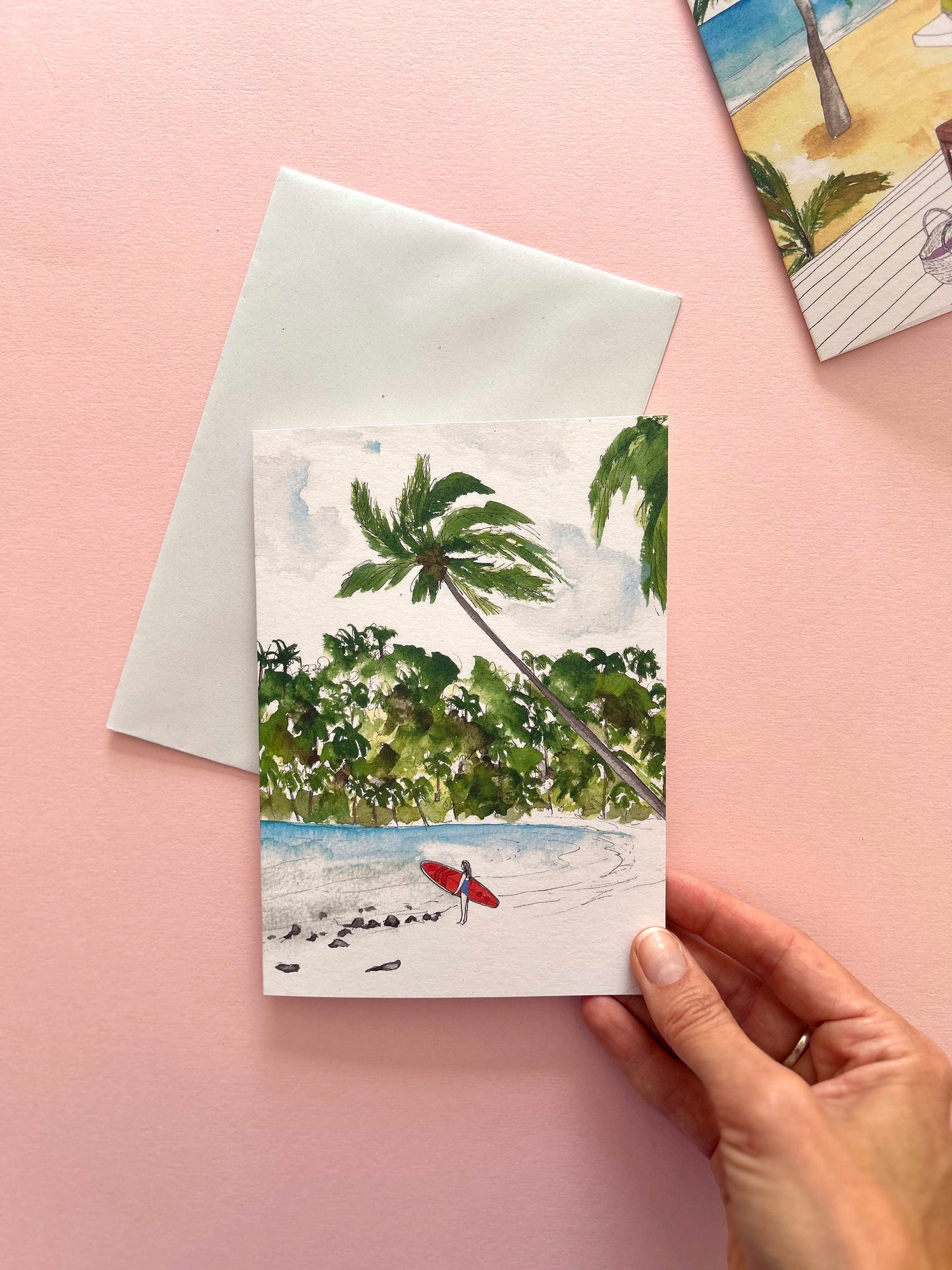 Surfer on the Beach Card