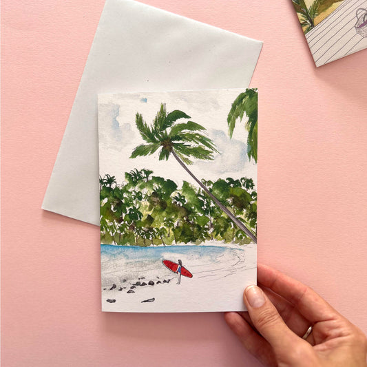 Surfer on the Beach Card