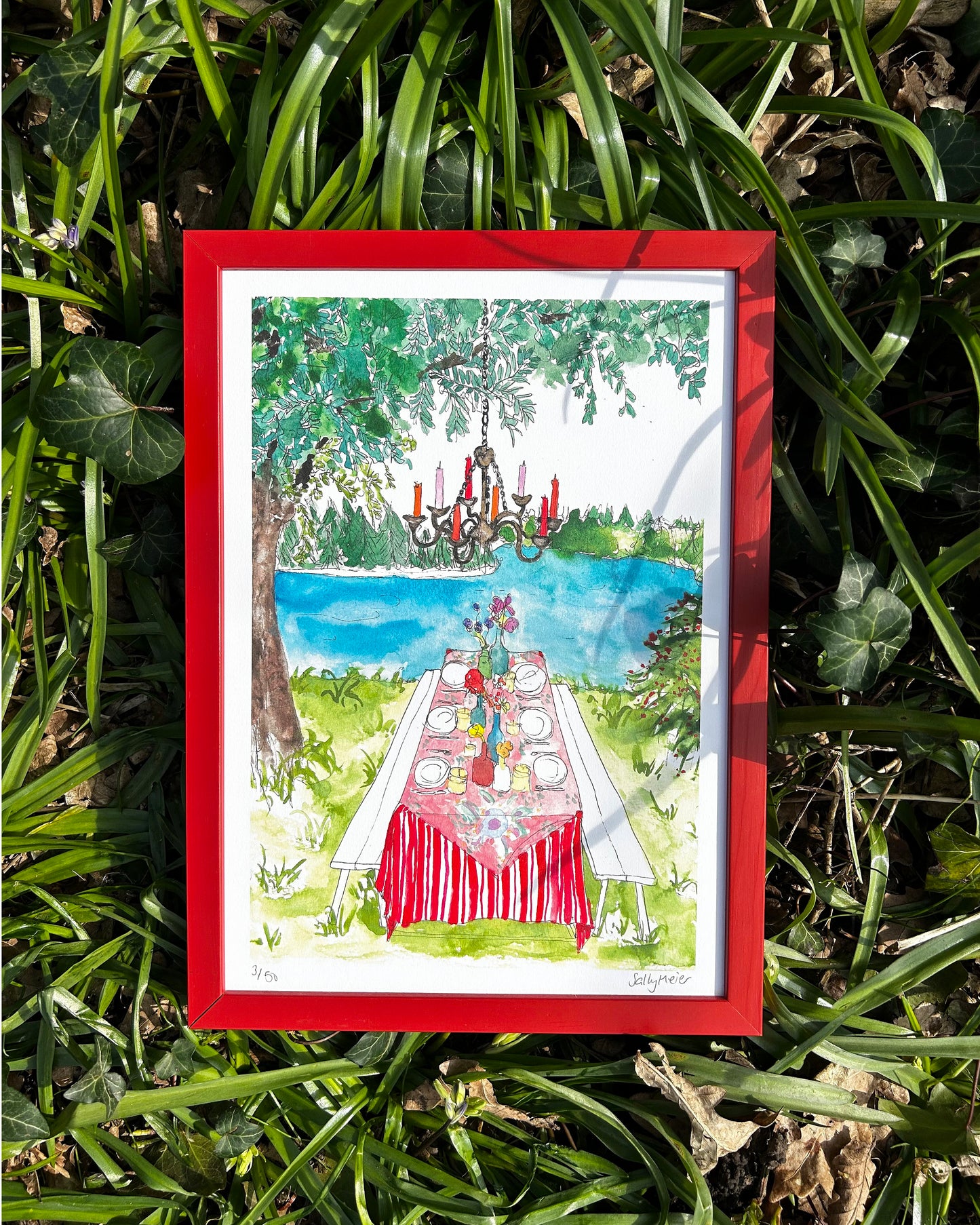 Whimsical Lakeside Outdoor Dining Print