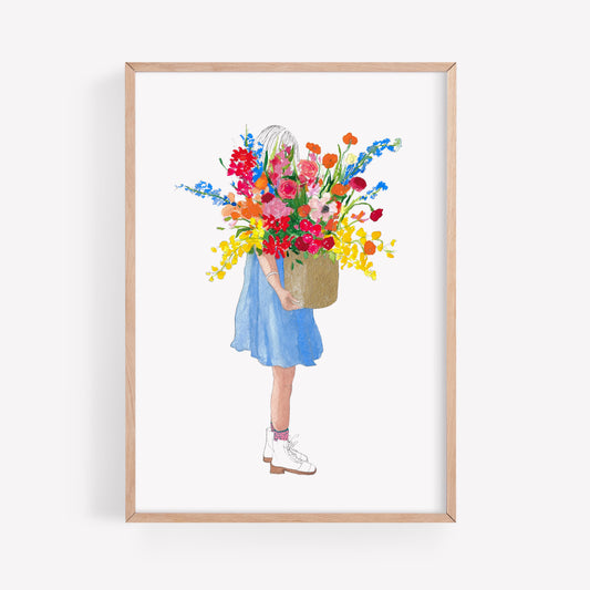 Big vase floral art print