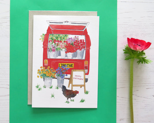 Birthday Flower Truck Card