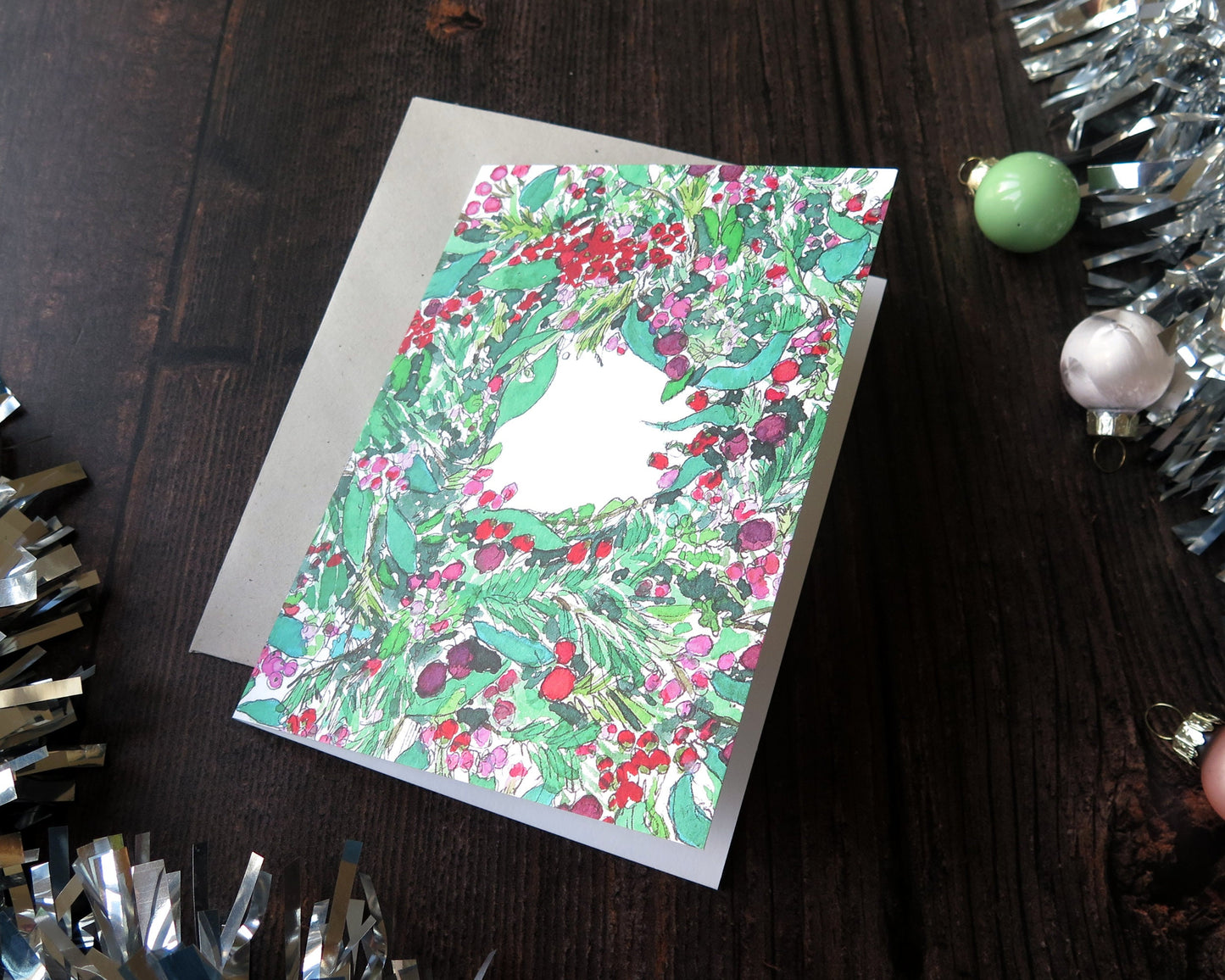 Christmas Berry Wreath Card