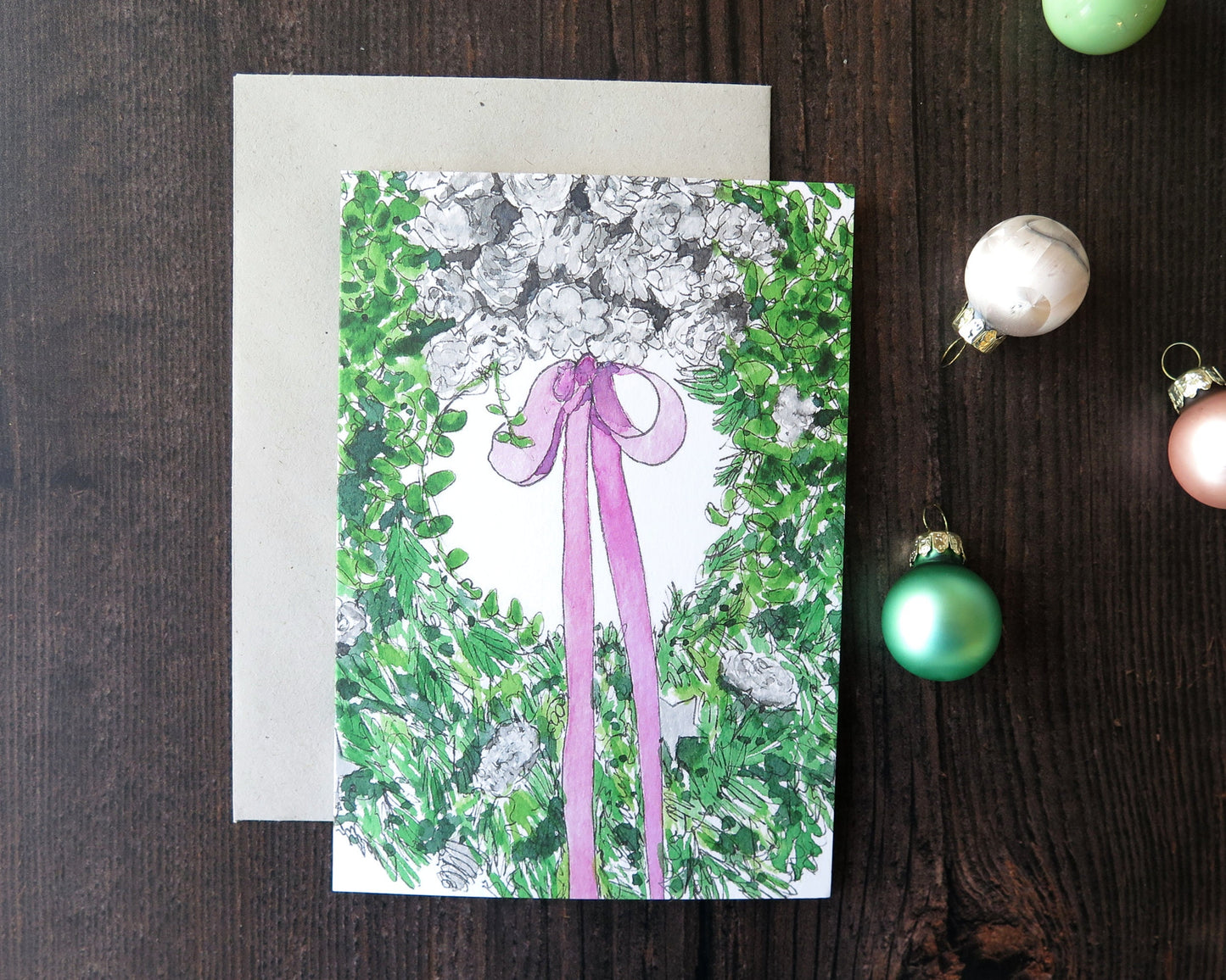 Christmas Ribbon Wreath Card- 15% OFF 6+