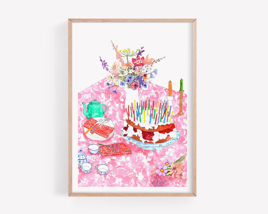 Fun colourful birthday party art print