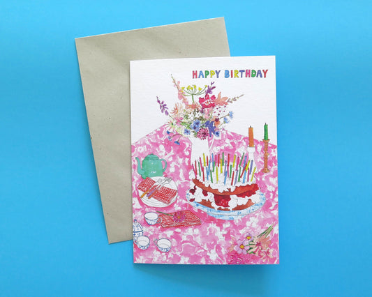 Birthday Tea Party Cake Card