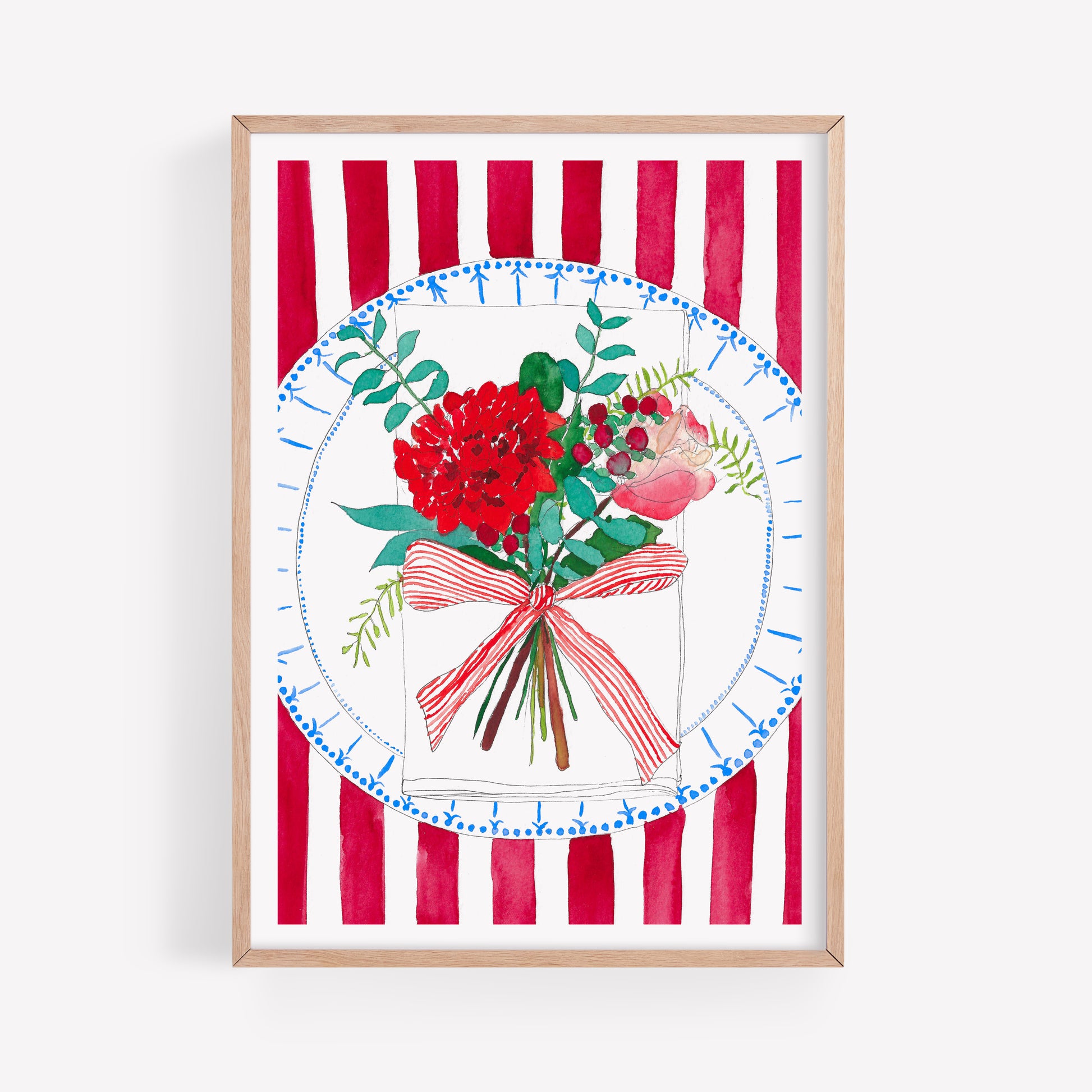 Pretty red table setting art print