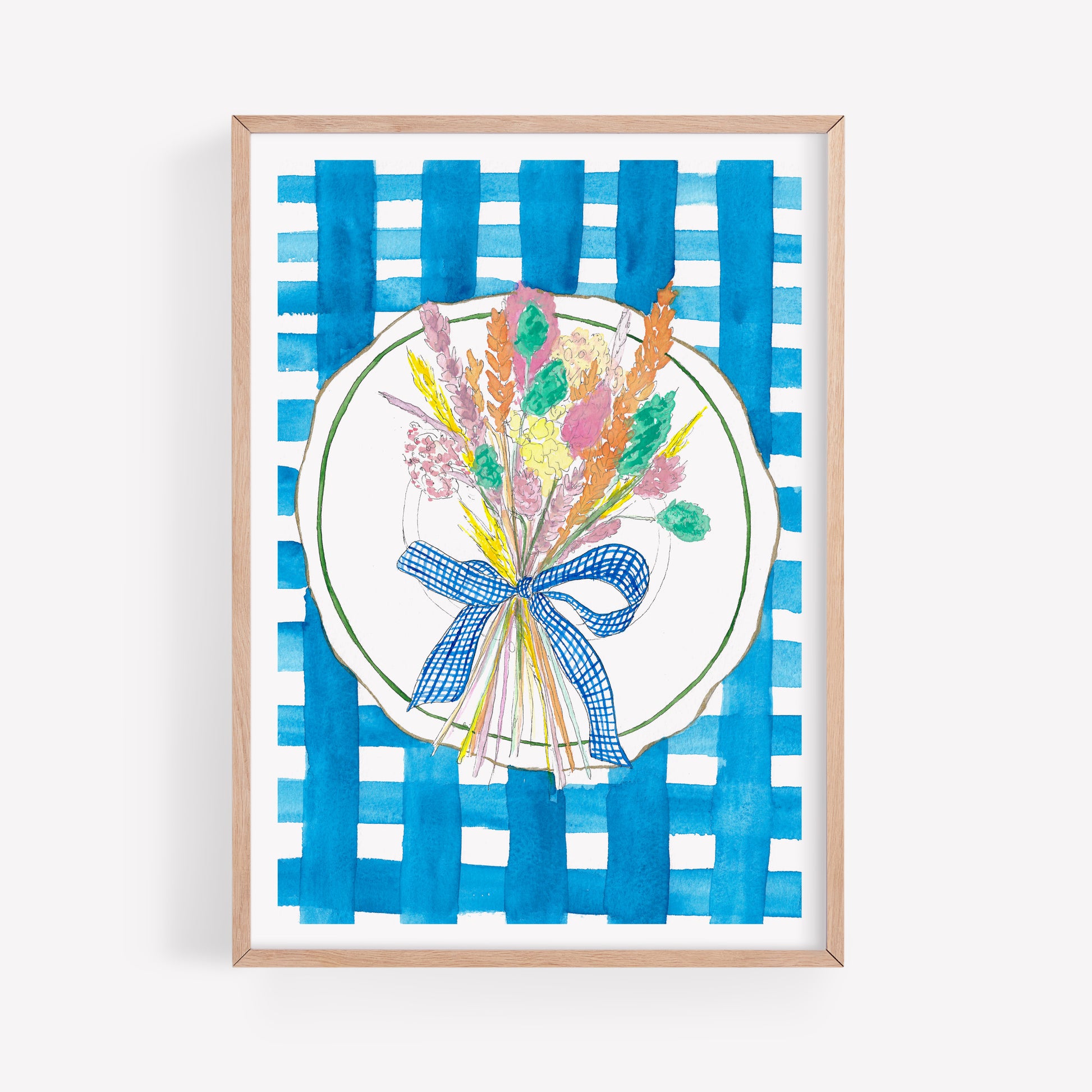Pretty blue table setting art print